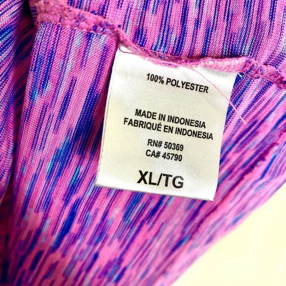 Spalding Short Sleeve Space Dye Speed Dri Workout Tee XL Pink Blue Gym T-Shirt - Picture 5 of 7